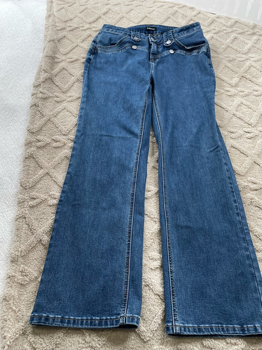 Flamingals Women's Wide Leg Jeans in Classic Denim Blue Size Large